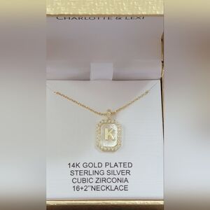 Charlotte & Lexi Letter "K" Necklace, 14K Gold Plated Sterling Silver